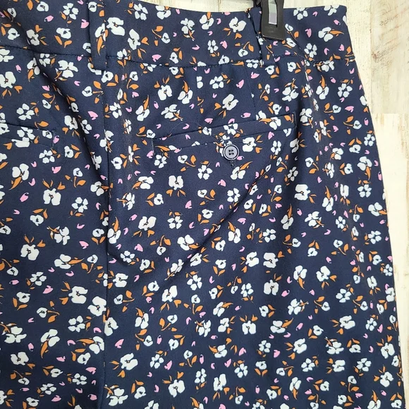 Eloquii Navy Blue Floral Casual Pants Ladies Size 16 - Picture 7 of 14